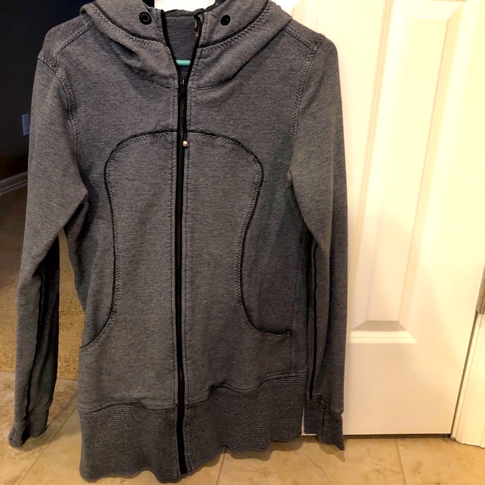 Lululemon black striped hooded jacket.